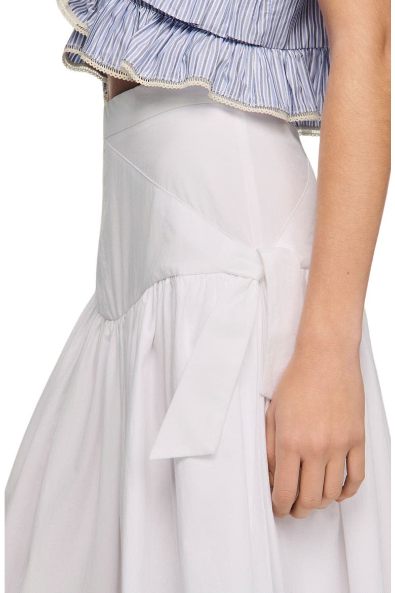 Long poplin skirt with ties, Alternate, color, White