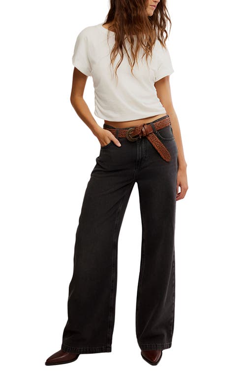 Free People Stride High Waist Wide Leg Jeans In Black