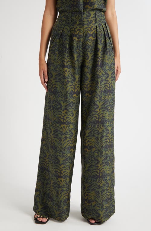 Ulla Johnson Charlie Print Wide Leg Pants In Green