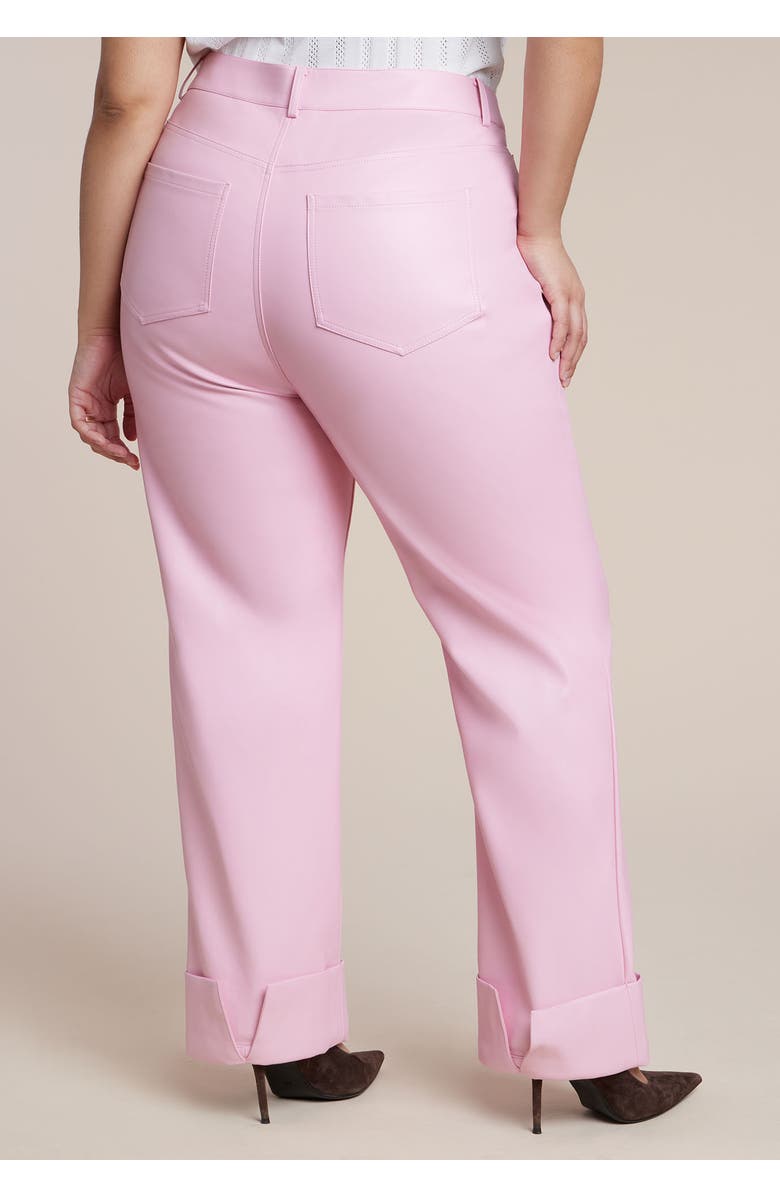 ELOQUII Cuffed Faux Leather Pant, Alternate, color, Romance Rose