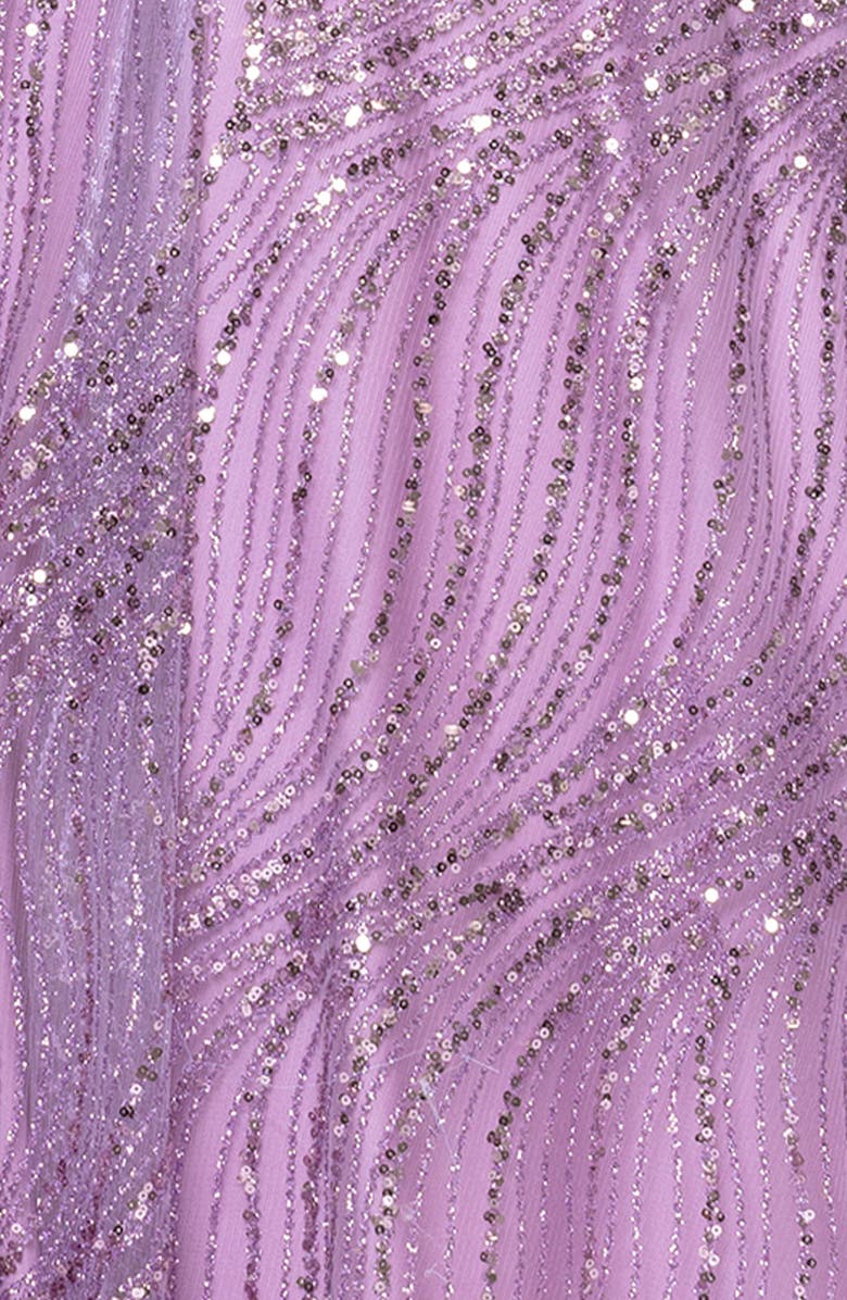 Blondie Nites Glitter Mesh Gown, Alternate, color, Lavender