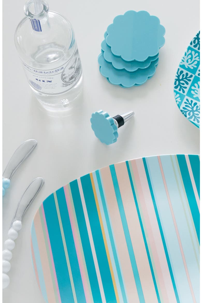Scallop Bottle Stopper, Alternate, color, TEAL
