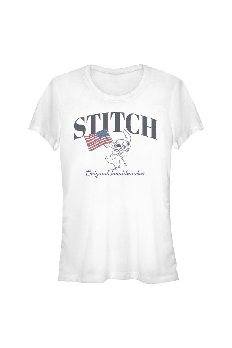 Junior's Original American Troublemaker Short Sleeve Graphic T-Shirt, Main, color, White