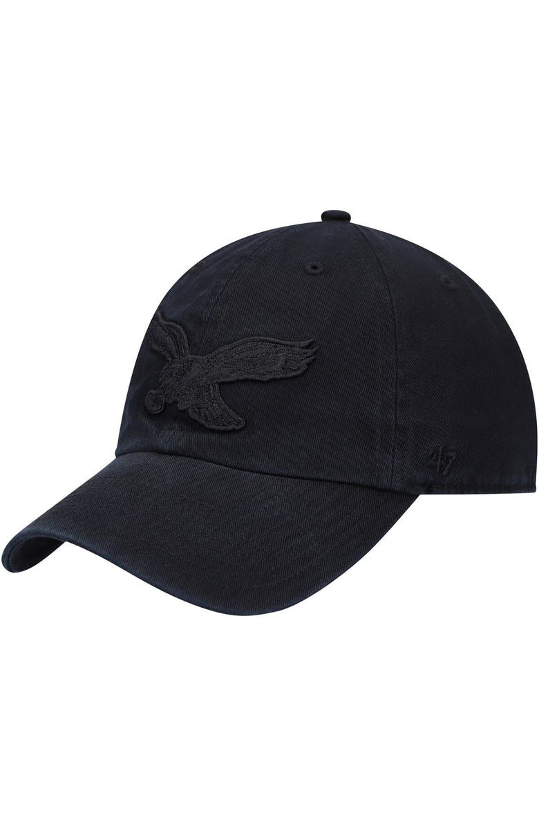 '47 Men's '47 Black Philadelphia Eagles Tonal Team Clean Up Historic Logo Adjustable Hat, Main, color, 