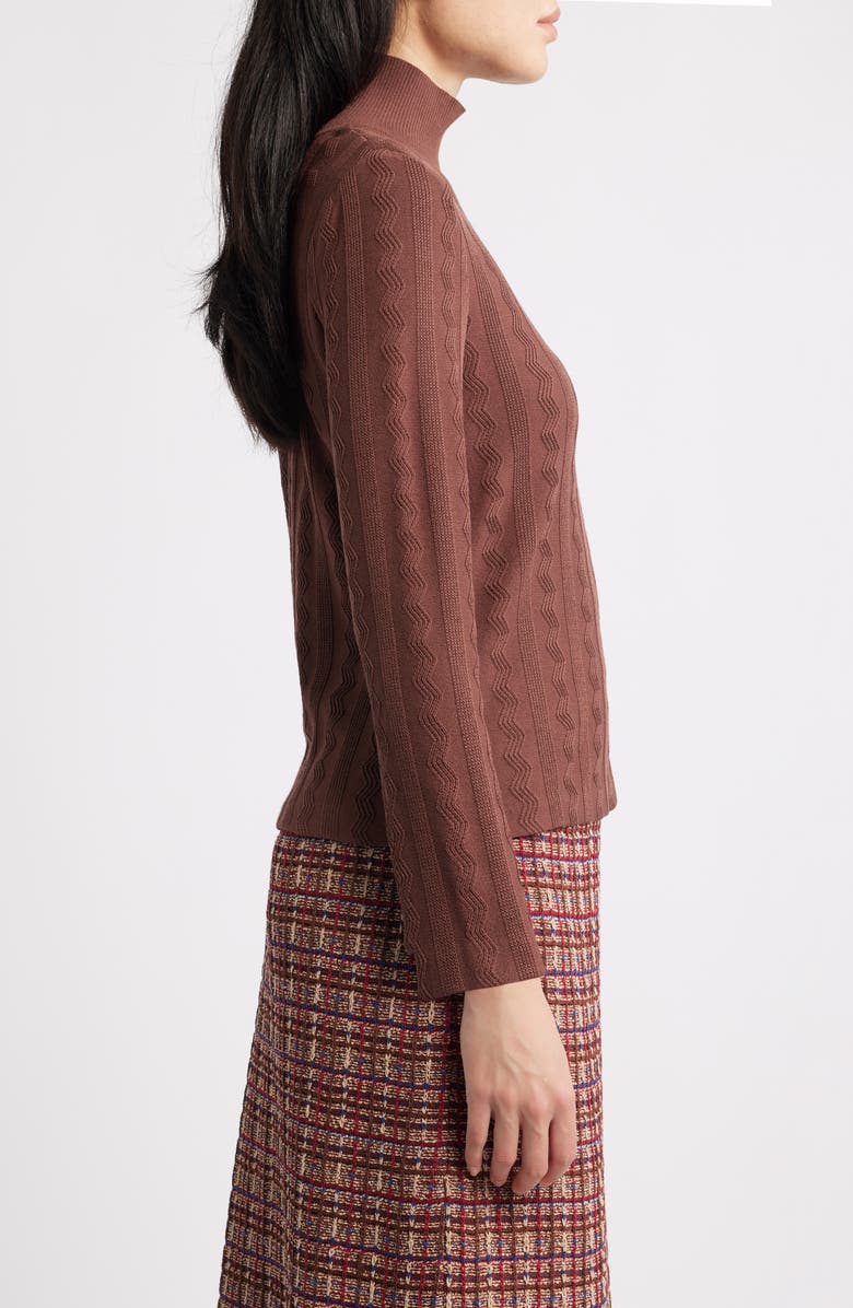 Misook Textured Knit Mock Neck Top, Alternate, color, Truffle