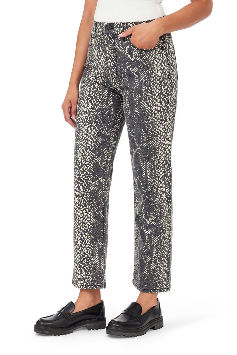 High Rise Slim Straight Crop Jean, Alternate, color, BLACK WHITE SNAKESKI