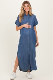 PinkBlush Chambray Button Down Shirt Dress