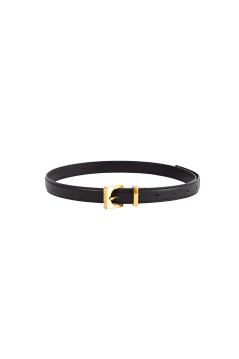 Cube Buckle Goldtone 20mm Leather Belt