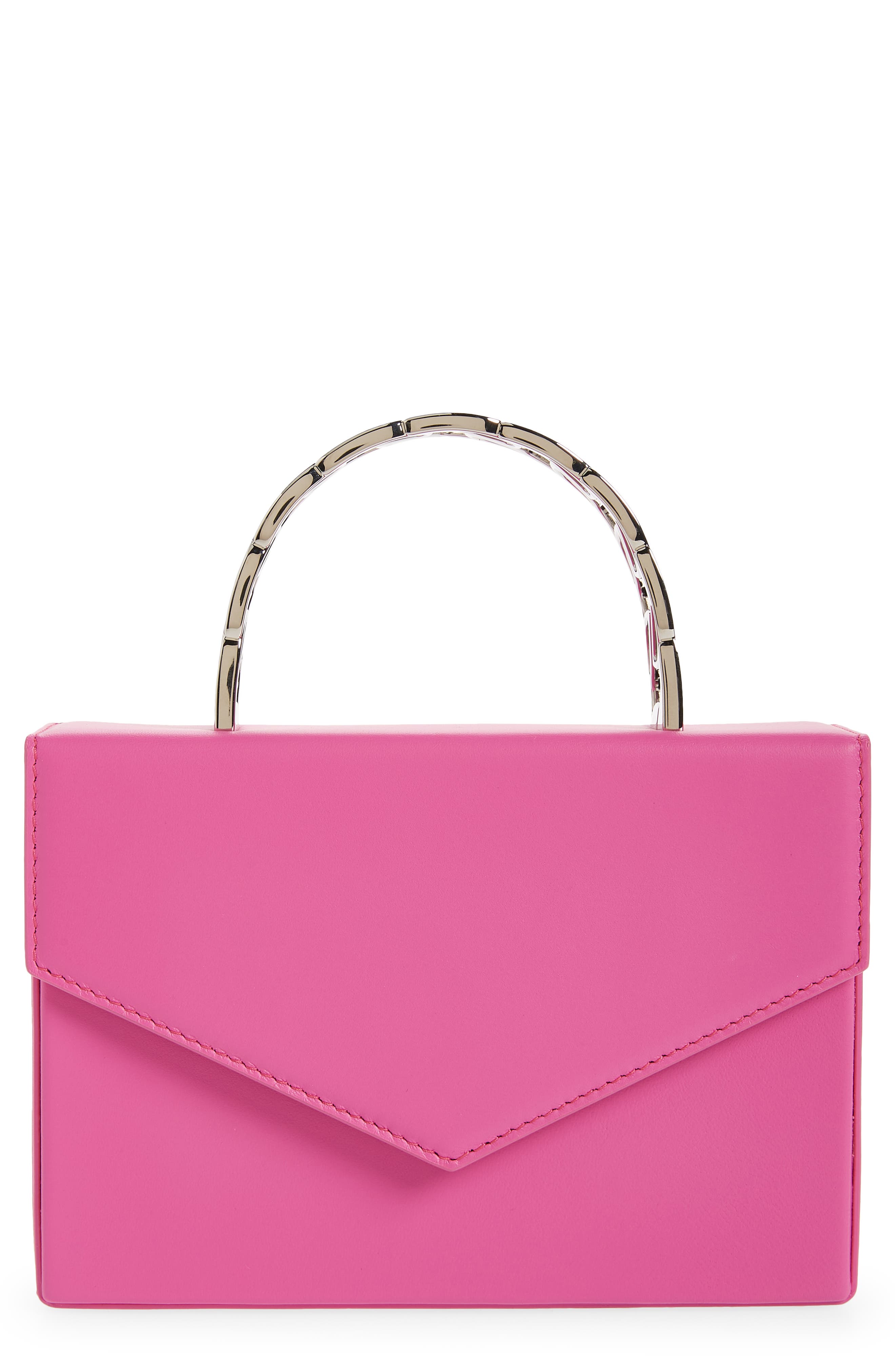 Amini Pernille Leather Top Handle Bag, Main, color, BABY PINK SILVER HANDLE