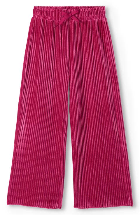 Kids' Pleated Velour Wide Leg Pants