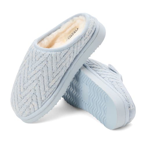 Dearfoams Fireside Greta Genuine Shearling Knit Clog Slipper In Blue