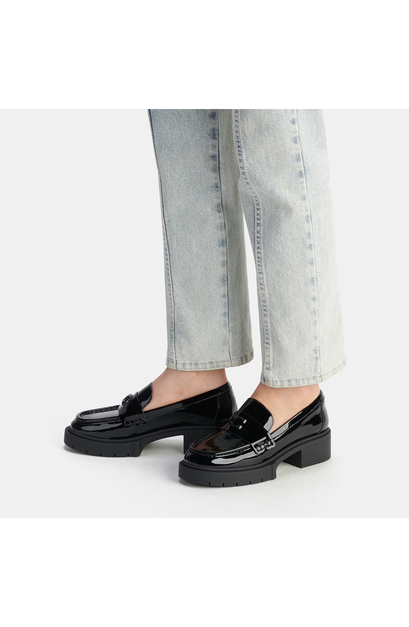 COACH Leah Platform Loafer, Alternate, color, Black Patent