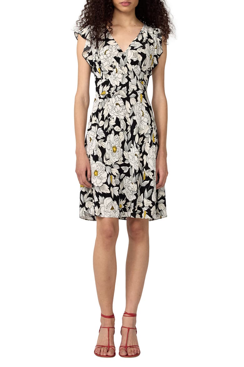 Manuella Floral Dress, Main, color, BIBA ROSE BLACK