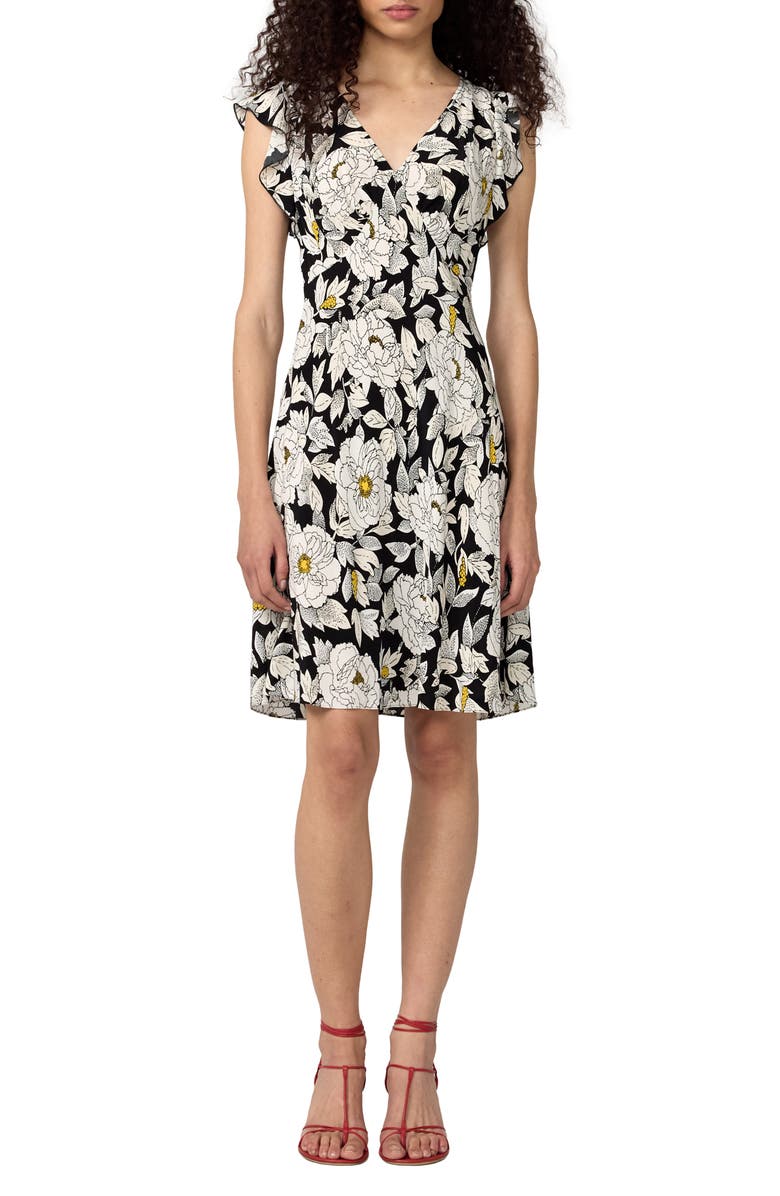 Diane von Furstenberg Manuella Floral Dress, Main, color, Biba Rose Black