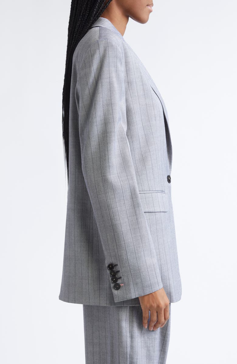 Stella McCartney Pinstripe Single Breasted Stretch Wool Jacket, Alternate, color, Grey