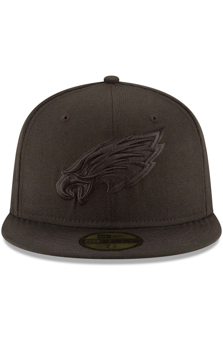 New Era Men's New Era Philadelphia Eagles Black on Black 59FIFTY Fitted Hat, Alternate, color, Black