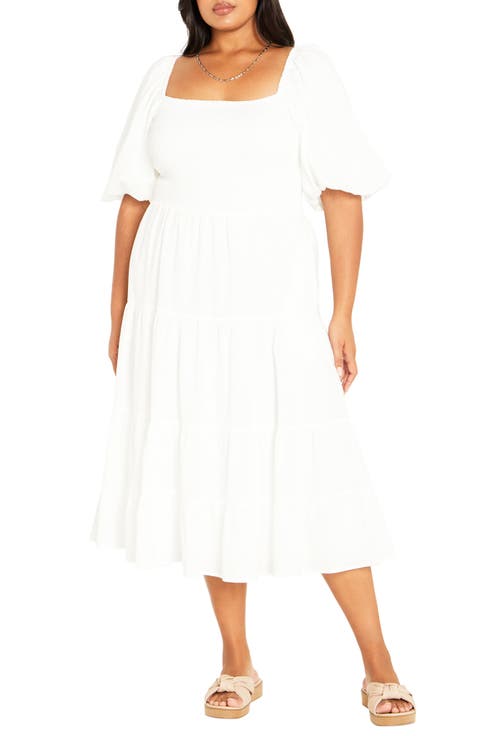 Ariella Tiered Cotton Midi Dress (Plus)