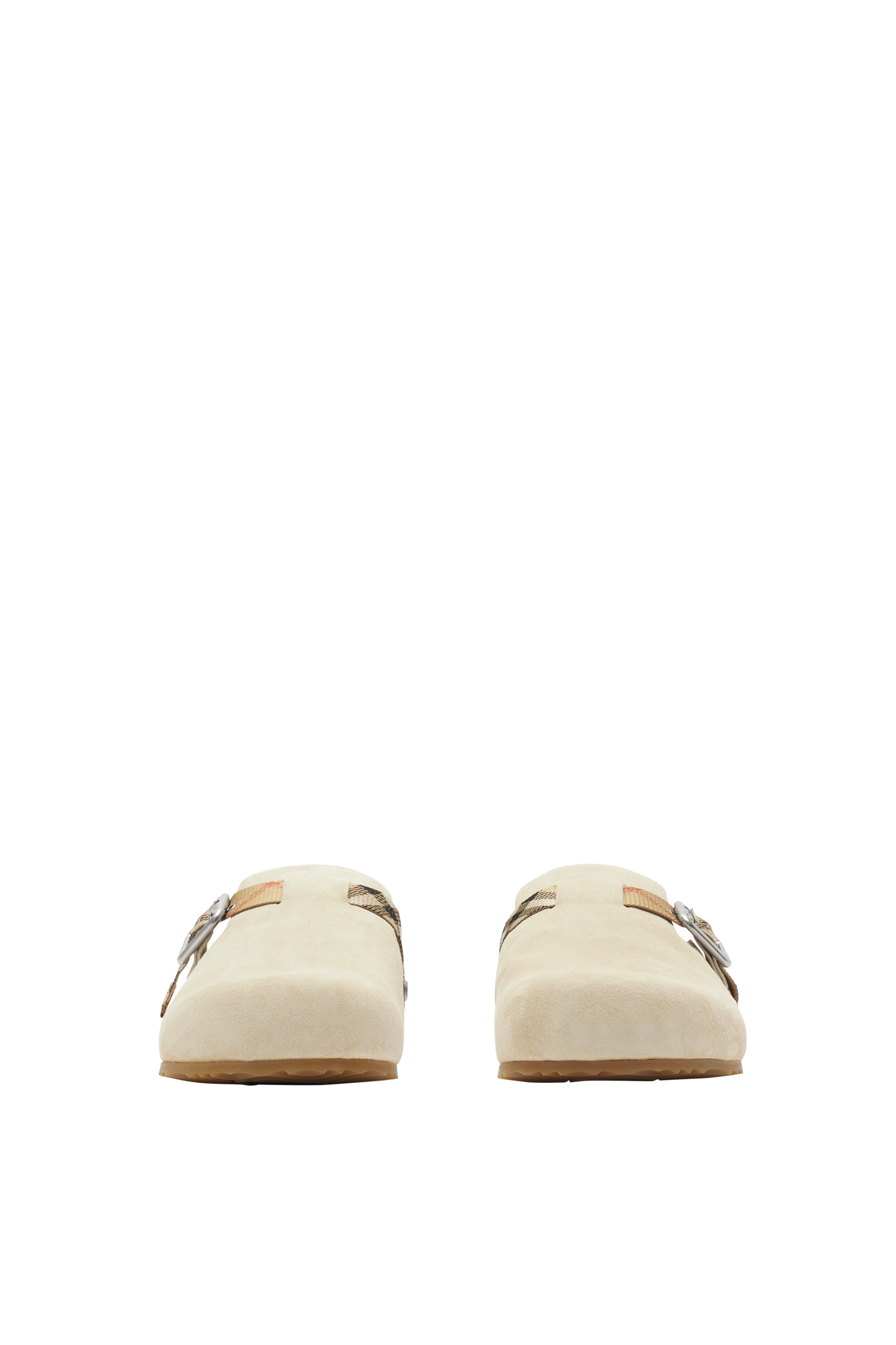 Burberry Check Denim Urchin Clogs, Alternate, color, Bake