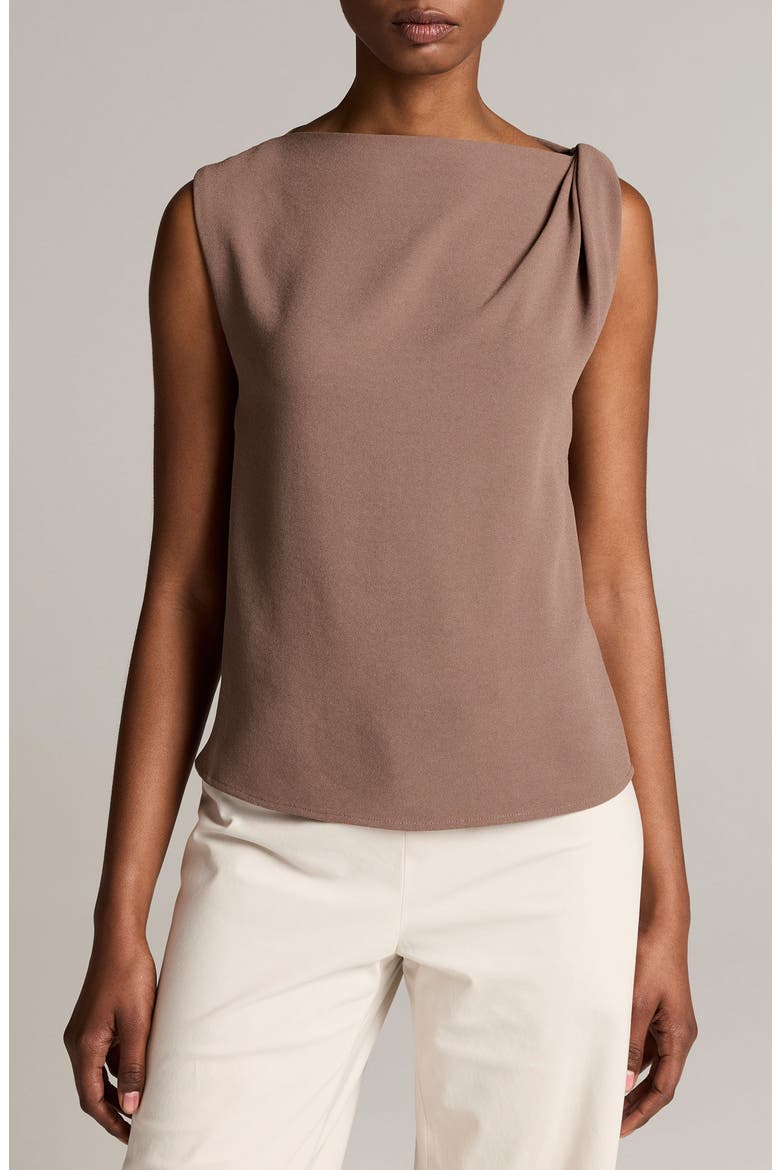 Draped Shoulder Sleeveless Blouse, Main, color, TAUPE HAZE