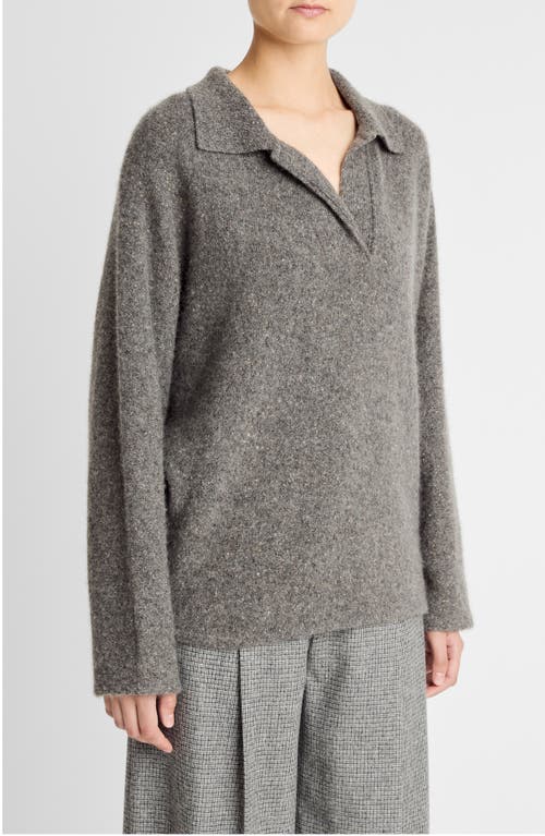 Vince Donegal Cashmere Polo Sweater In Gray