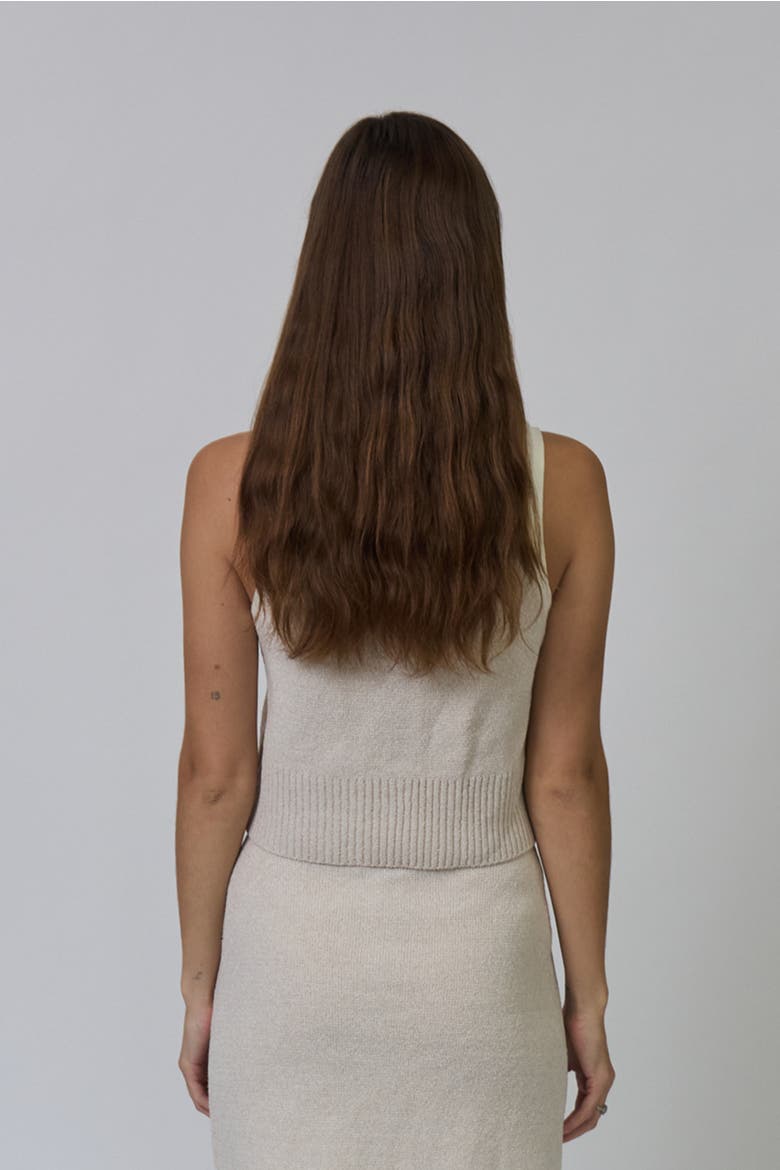 Celeste Tweed Yarn Collared Top, Alternate, color, SAND