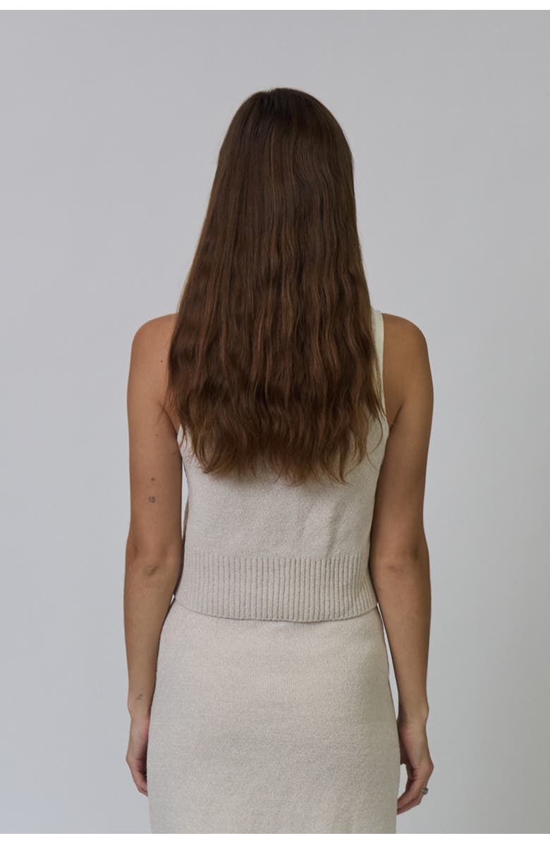 Central Park West Celeste Tweed Yarn Collared Top, Alternate, color, Sand