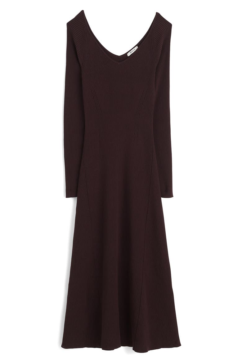 The Signature Knit V-Neck Midi Dress, Alternate, color, ESPRESSO