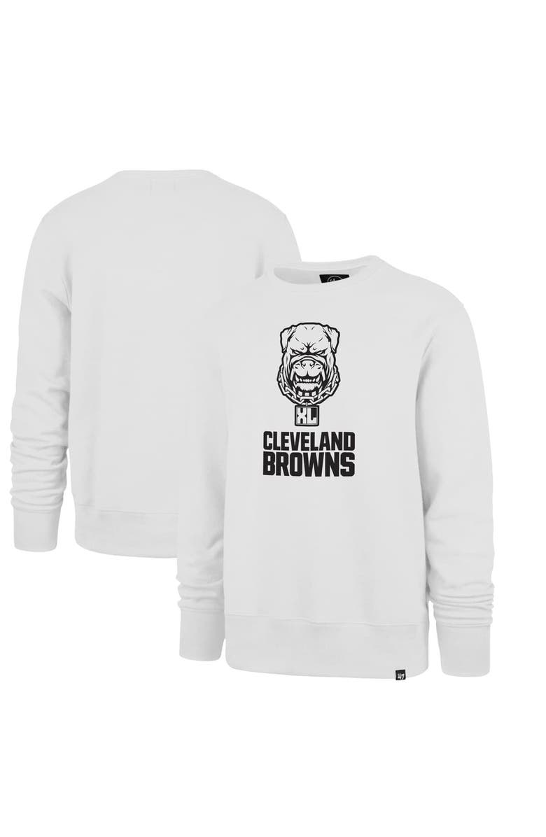 '47 Men's '47 White Cleveland Browns Dawg Pound XL Imprint Headline Sweatshirt, Alternate, color, White