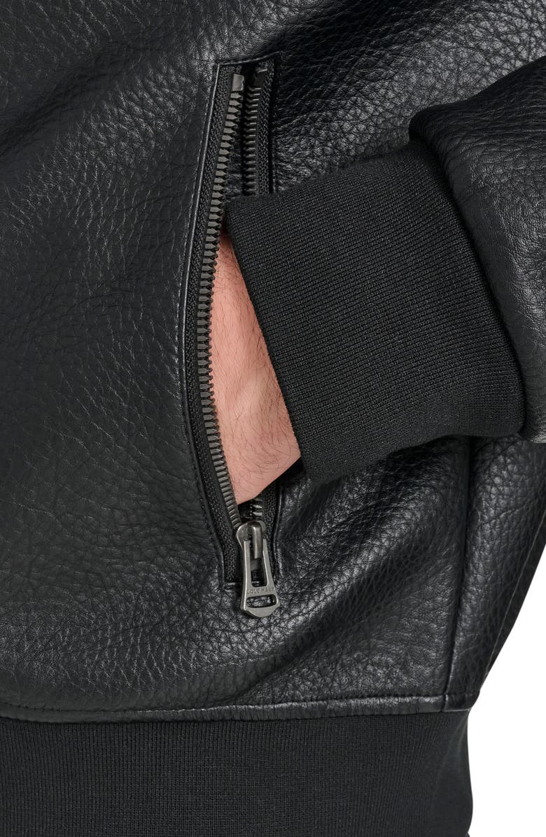 Cole Haan Signature Faux Leather Bomber Jacket, Alternate, color, Black