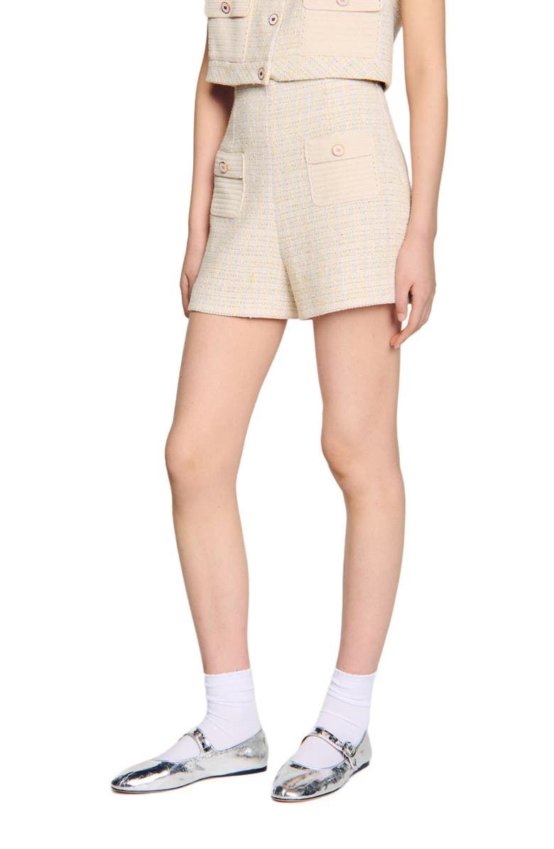 SANDRO Decorative tweed shorts, Main, color, 