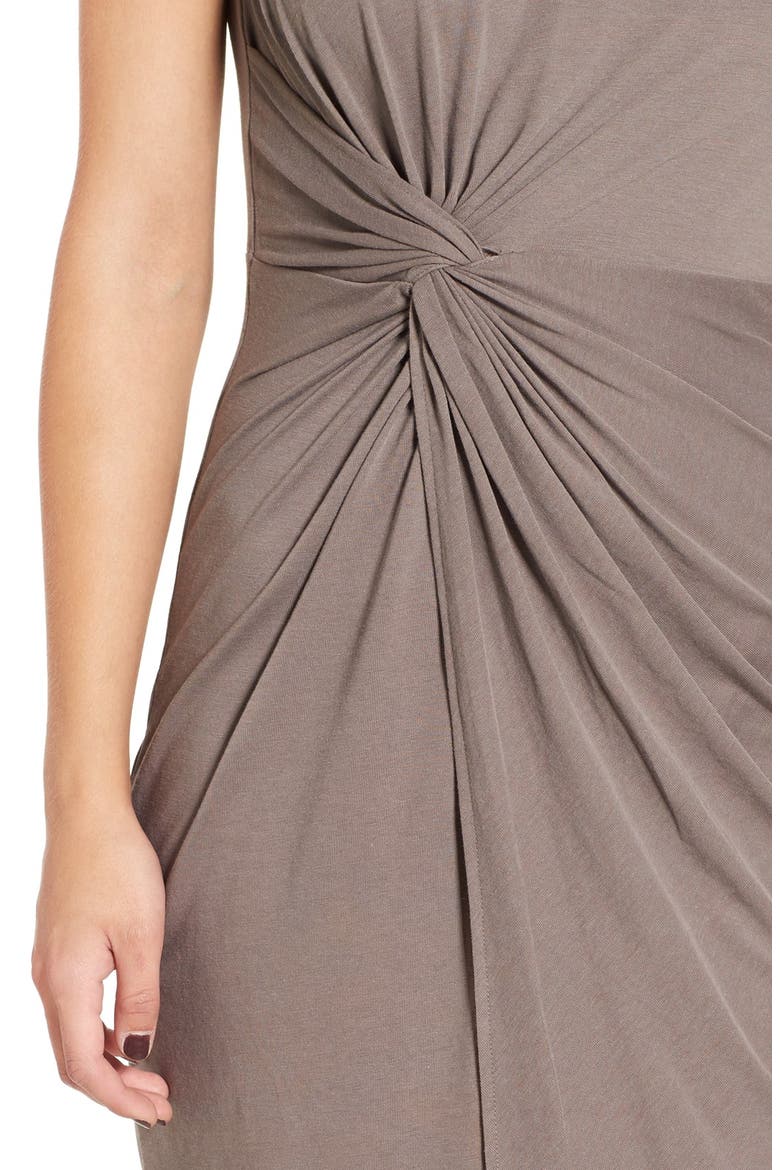 Knot Detail Midi Dress, Alternate, color, TAN DUSK