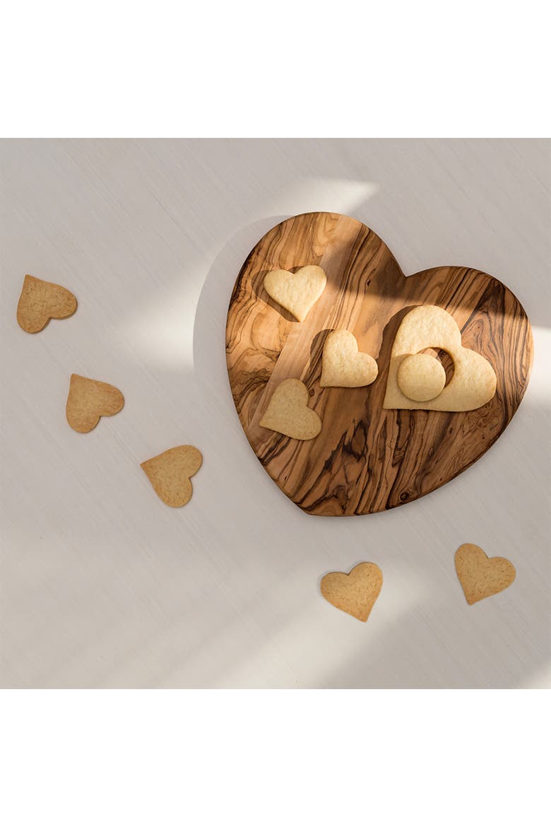 Olivewood Cutting Board, Heart Shape, 8.66 x 8.27 x 0.63", Alternate, color, Brown
