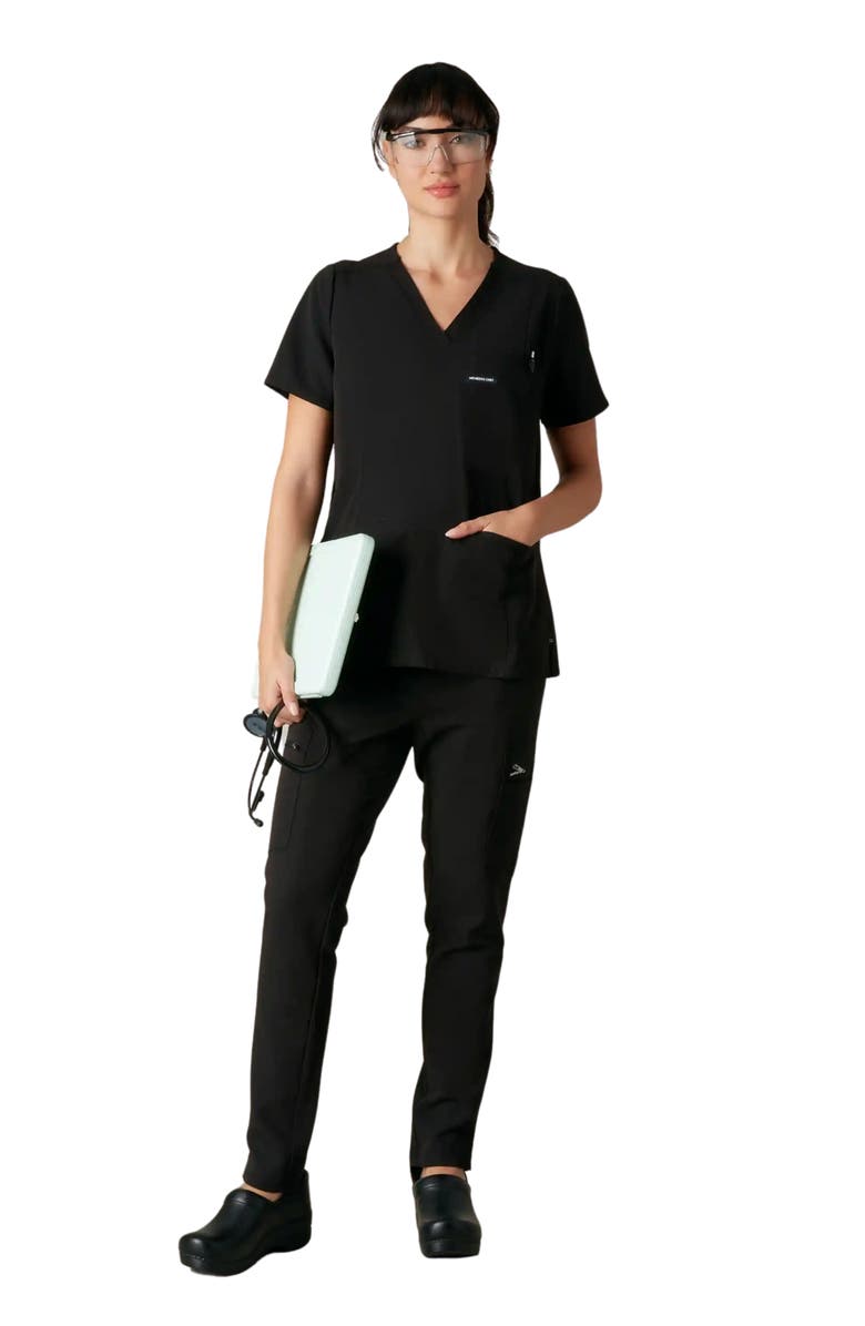 Members Only Siena 5-Pocket V-Neck Scrub Top, Alternate, color, Black