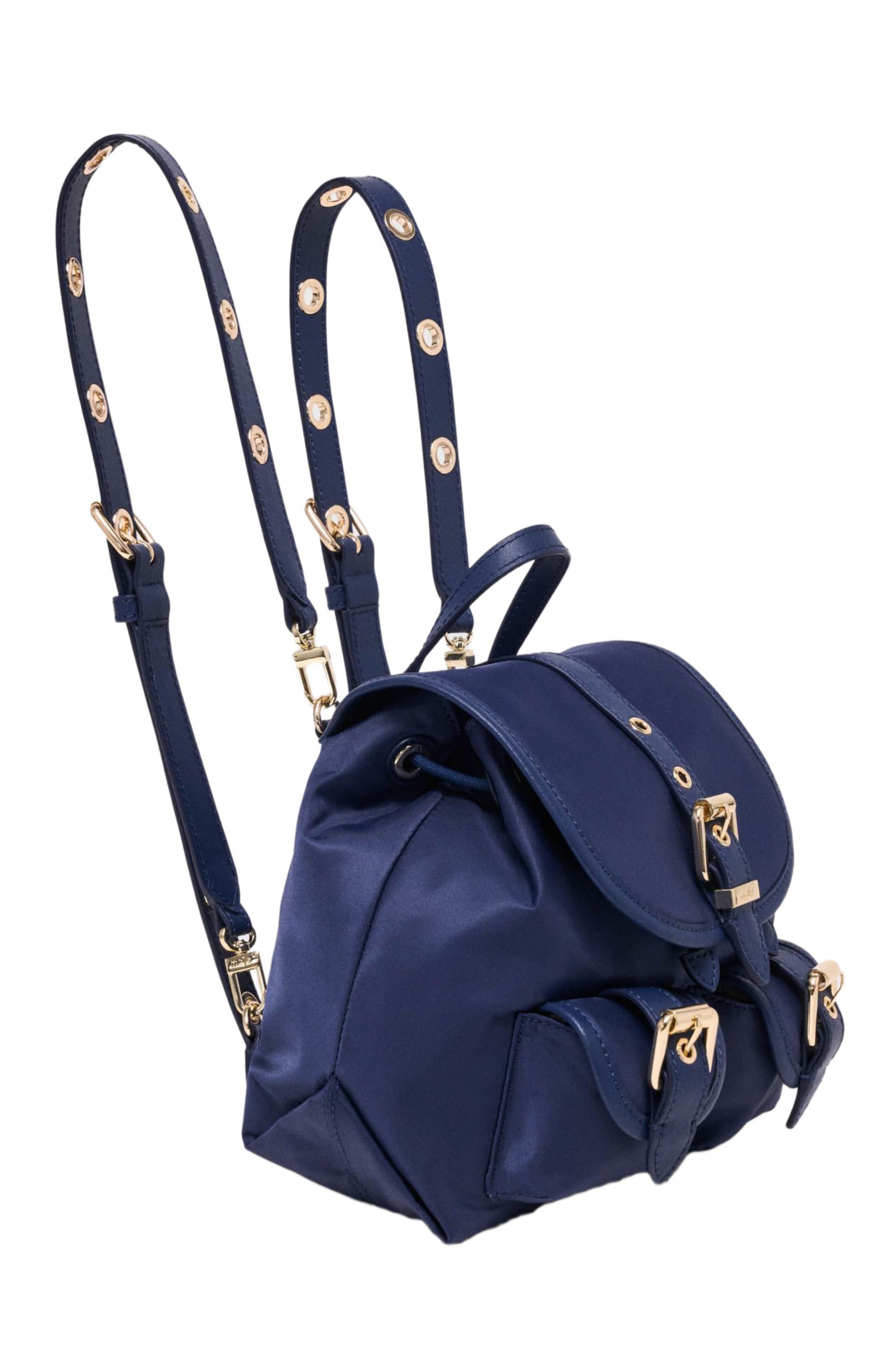 maje Mini leather and nylon backpack, Alternate, color, Marine Blue