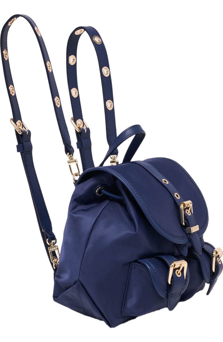 maje Mini leather and nylon backpack, Alternate, color, Marine Blue