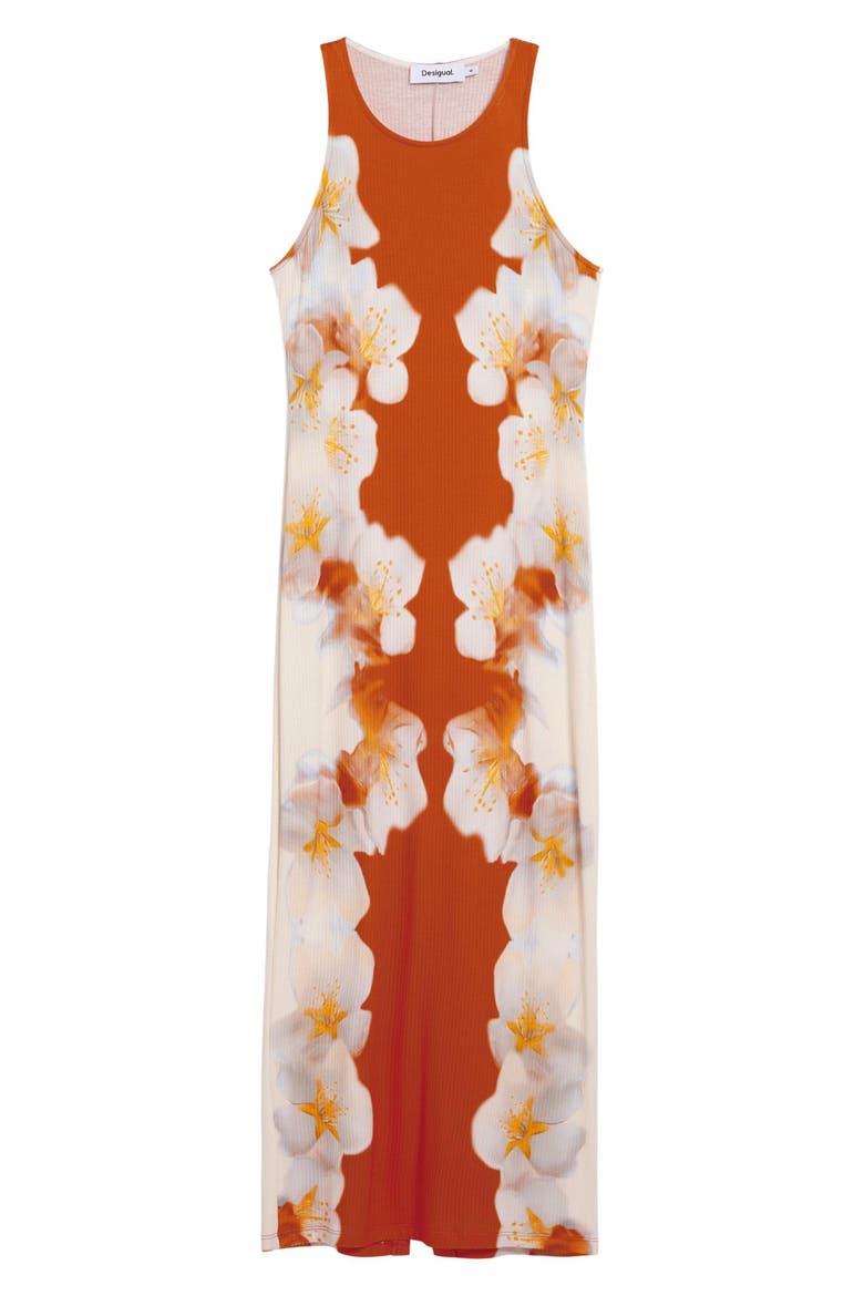 Floral Print Sleeveless Knit Dress, Alternate, color, ORANGE