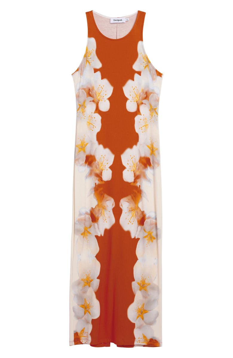 Desigual Floral Print Sleeveless Knit Dress, Alternate, color, Orange