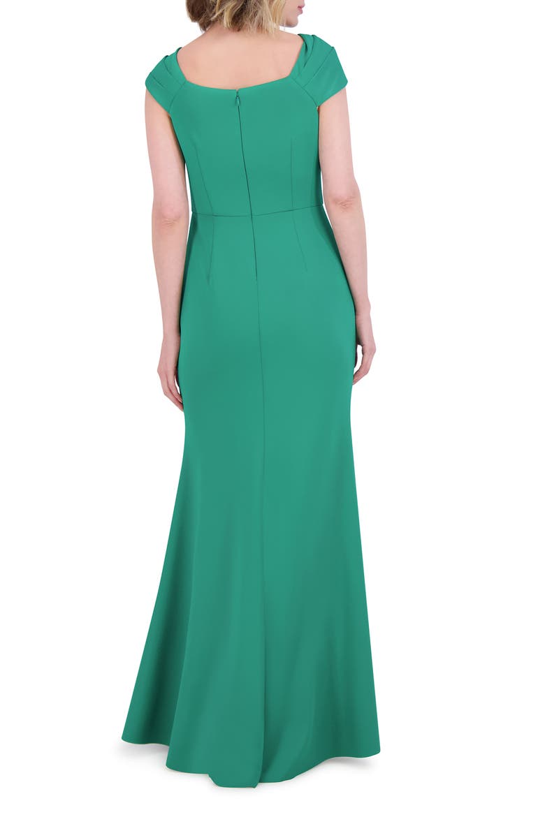 Wrap Neckline Scuba Crepe Gown, Alternate, color, JADE