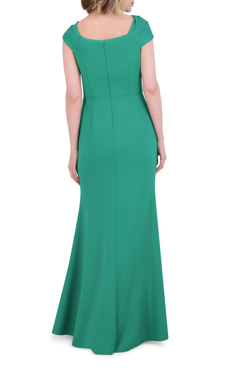 Wrap Neckline Scuba Crepe Gown