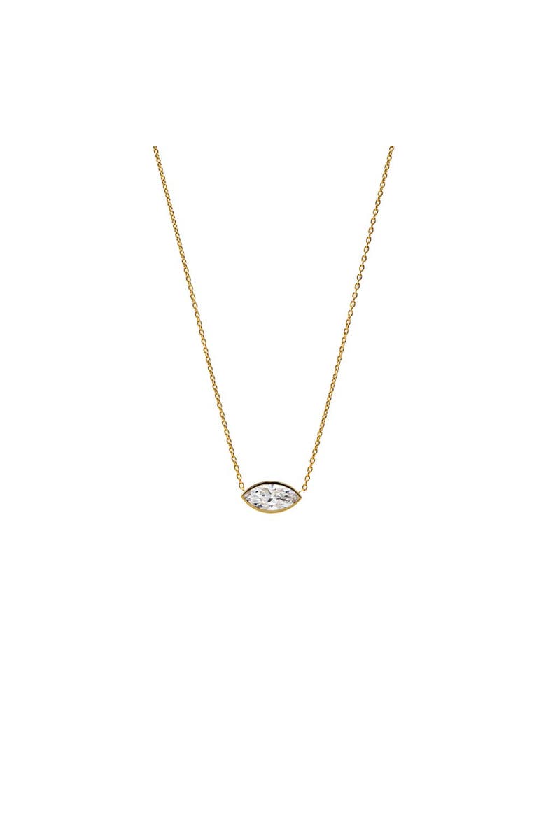 BY ADINA EDEN Lab Grown Marquise Bezel Necklace, Main, color,