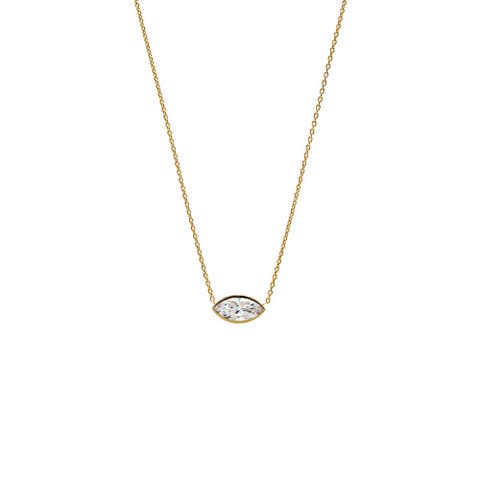 Lab Grown Marquise Bezel Necklace