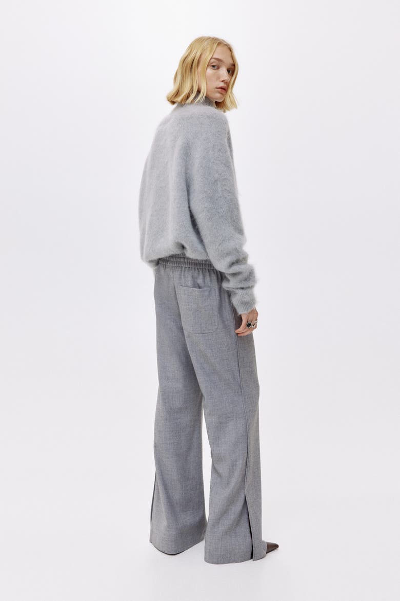 Flared Drawstring Trousers, Alternate, color, Gray melange