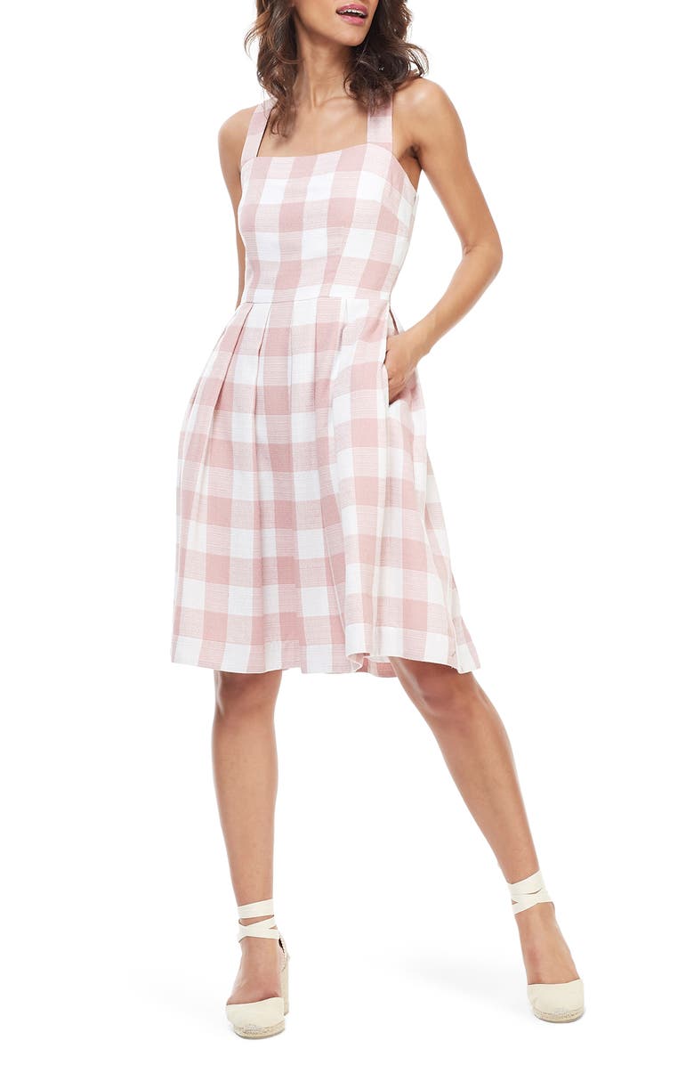 Gal Meets Glam Collection Polly Cross Back Pleated Sundress, Main, color, 