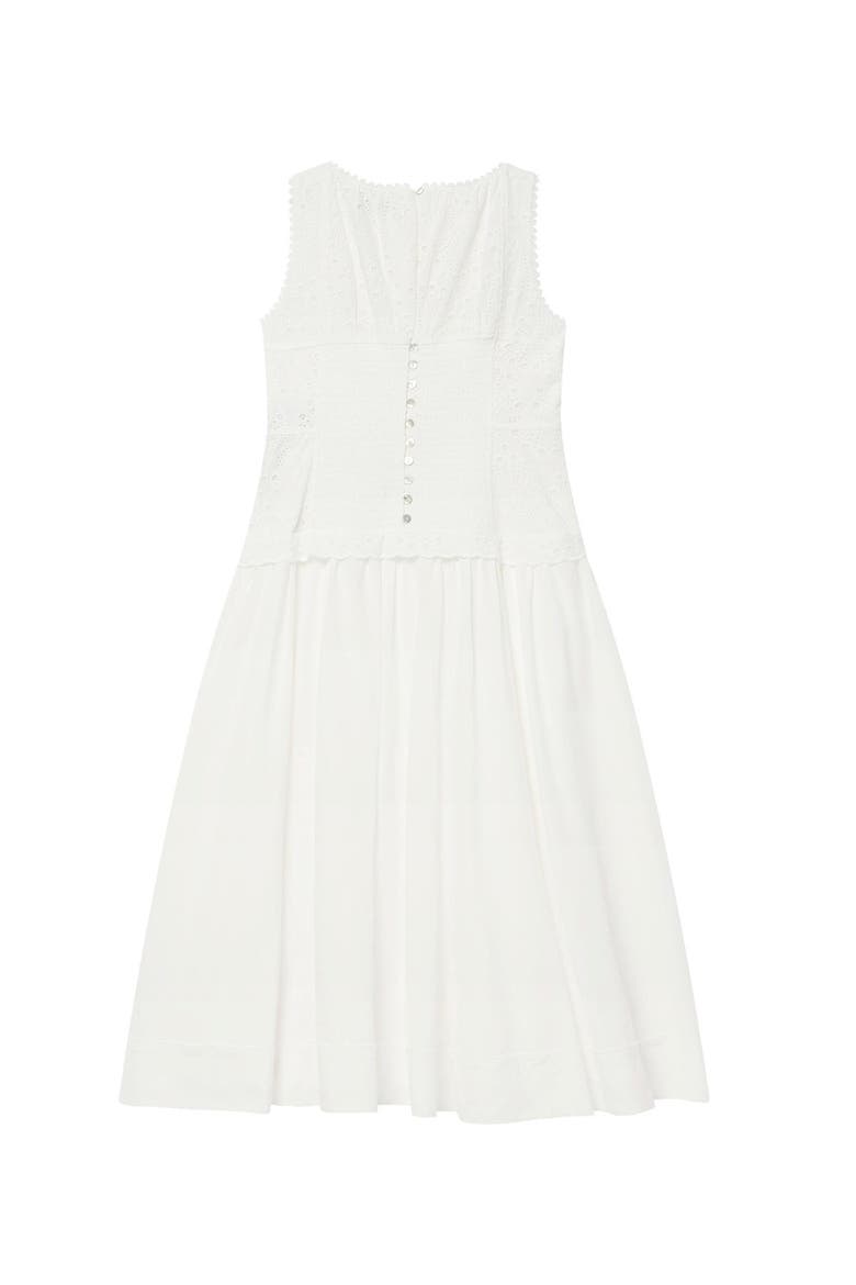 Cotton Broderie Midi Dress, Alternate, color, Ivory