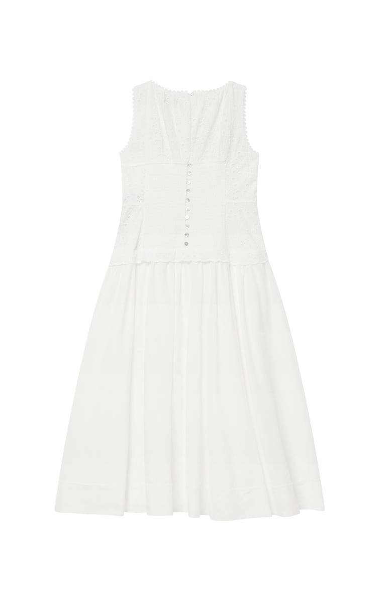 MINT VELVET Cotton Broderie Midi Dress, Alternate, color, Ivory
