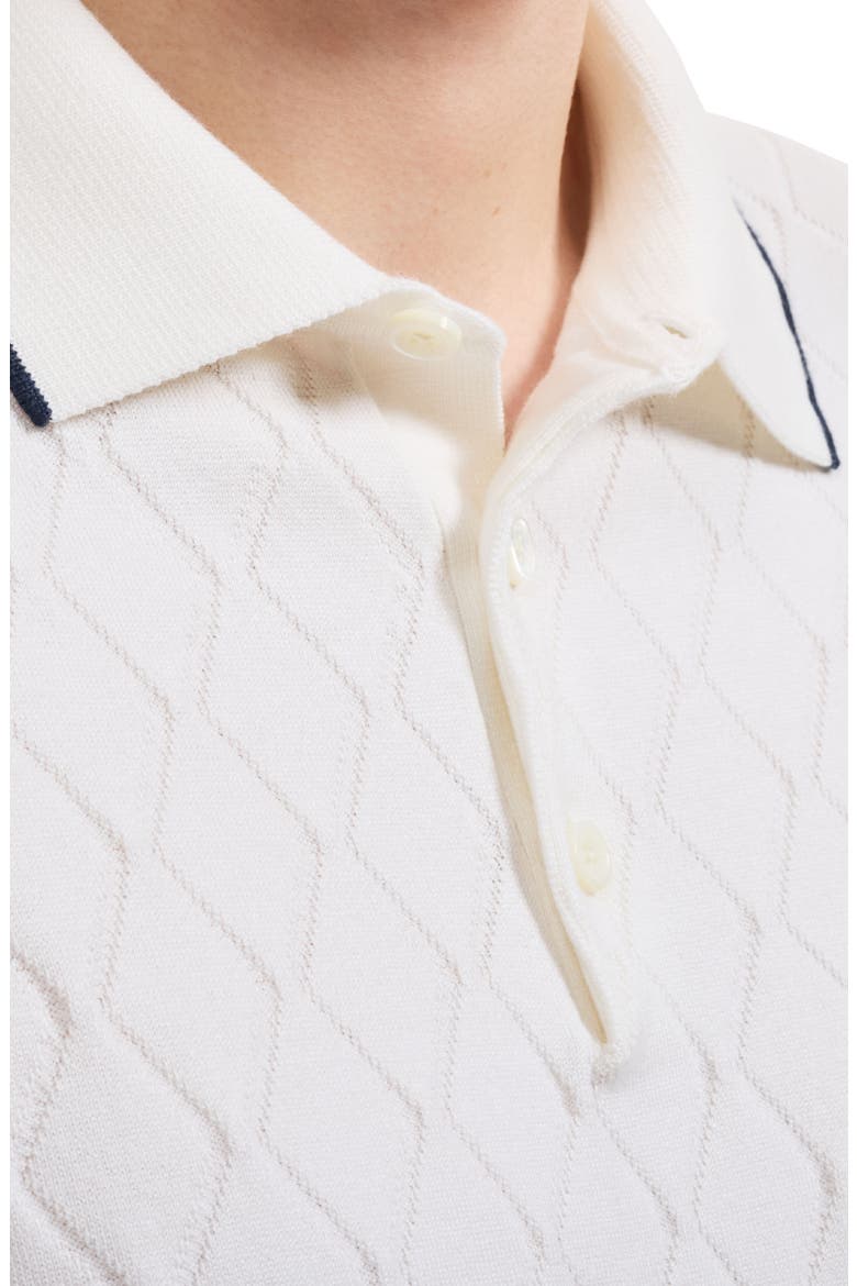 Argyle Short Sleeve Polo Sweater, Alternate, color, CHALK