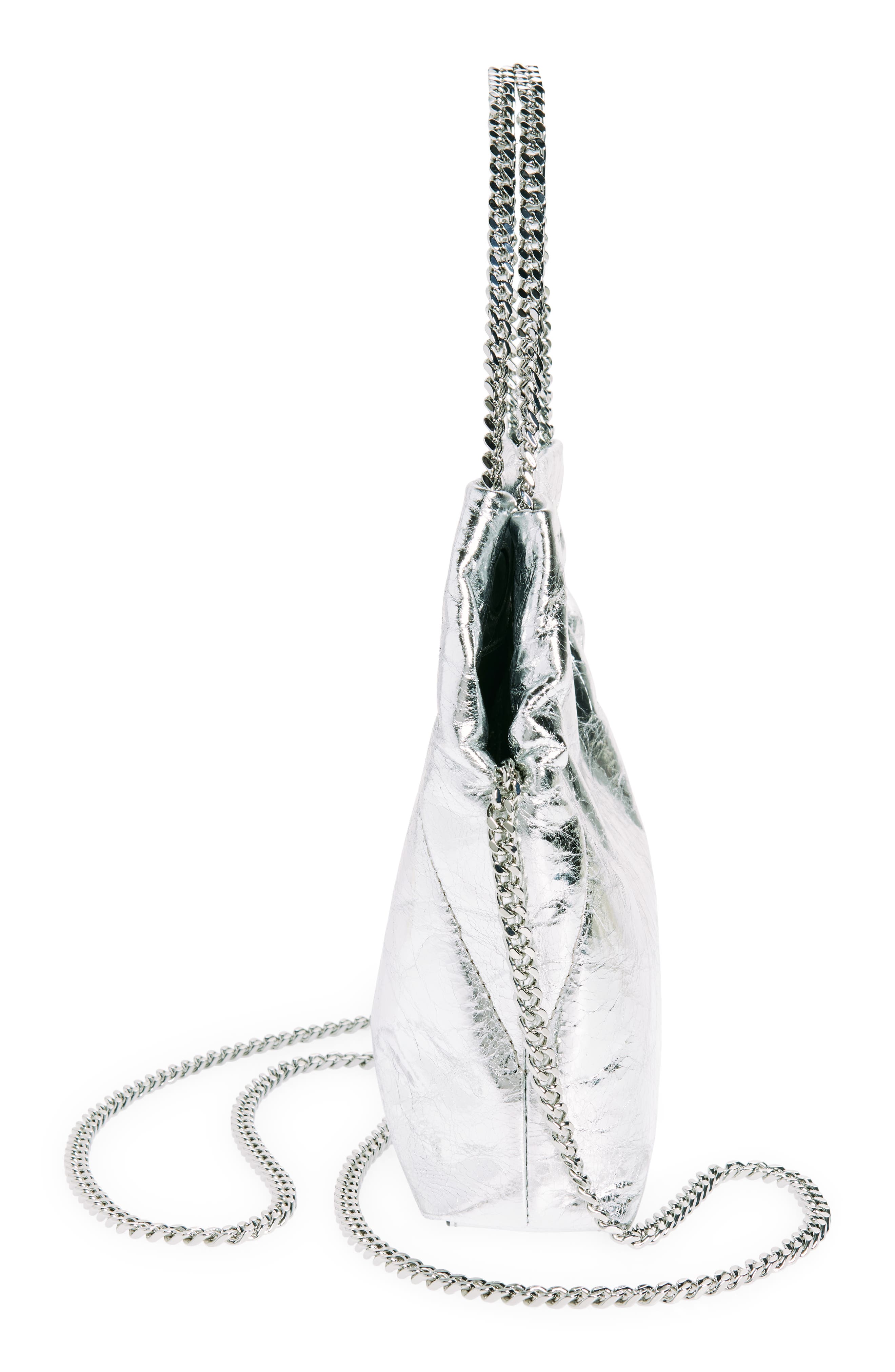 Small Slouch Metallic Convertible Leather Shoulder Bag, Alternate, color, SILVER