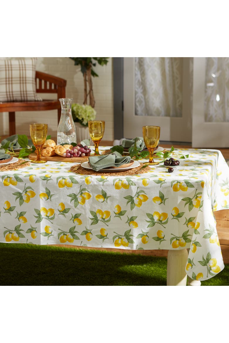 Vinyl Outdoor Printed 70" Round Tablecloth, Alternate, color, Summer Lemons