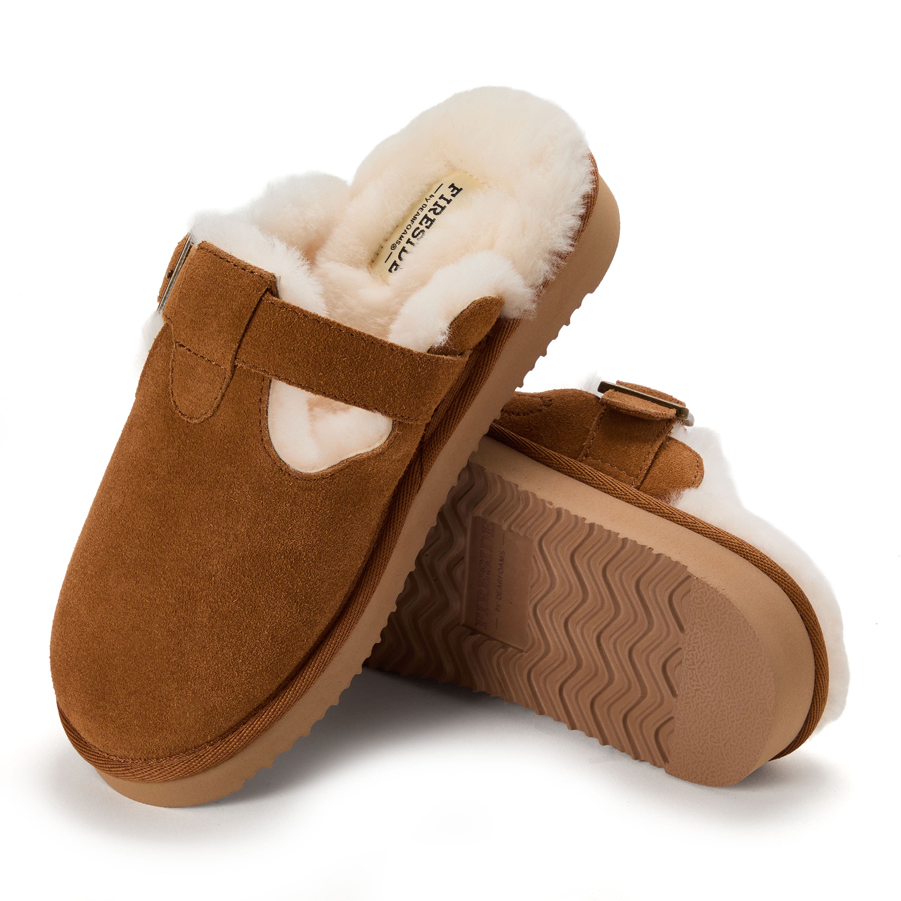 DEARFOAMS Fireside Maitland Genuine Shearling Scuff Slipper, Alternate, color, Chestnut