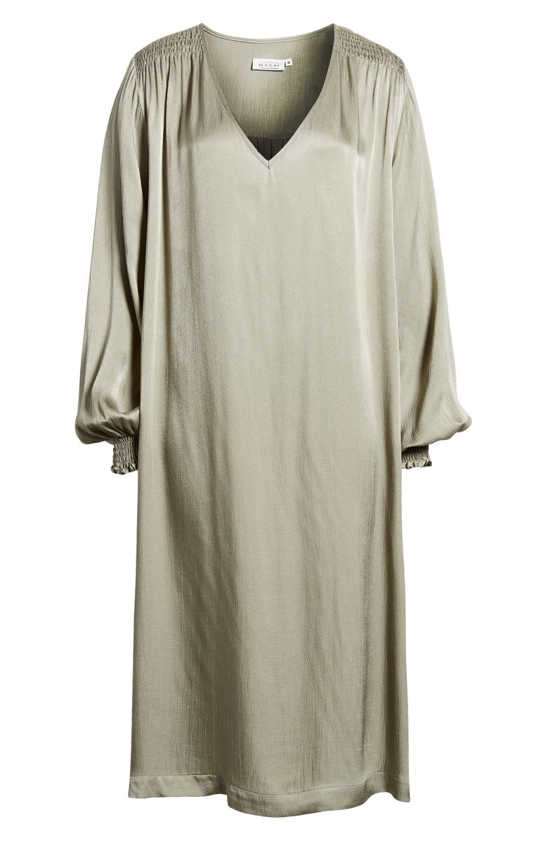 Masai Copenhagen Nadiya Smocked Long Sleeve Satin Shift Dress, Alternate, color,